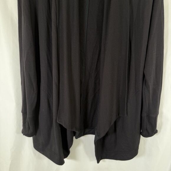 Athleta Cardigan Womens Medium Petite Black Open Front Tencel Modal Blend Pocket - Picture 3 of 12